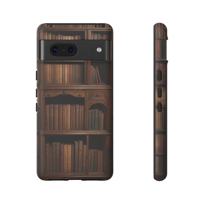 Book Shelf Phone Case – Vintage Library Design for iPhone, Samsung Galaxy, and Google Pixel Devices