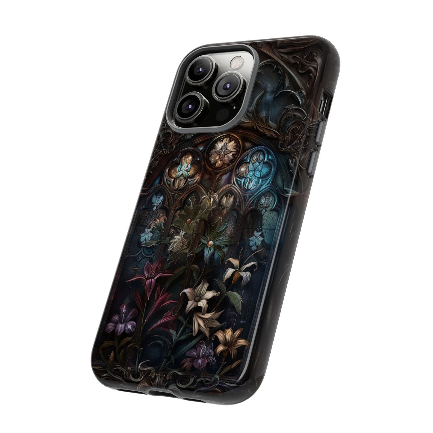 Elegant Gothic Flower Art Phone Case - Intricate Floral Design for iPhone, Samsung Galaxy, and Google Pixel Devices