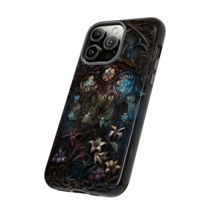 Elegant Gothic Flower Art Phone Case - Intricate Floral Design for iPhone, Samsung Galaxy, and Google Pixel Devices