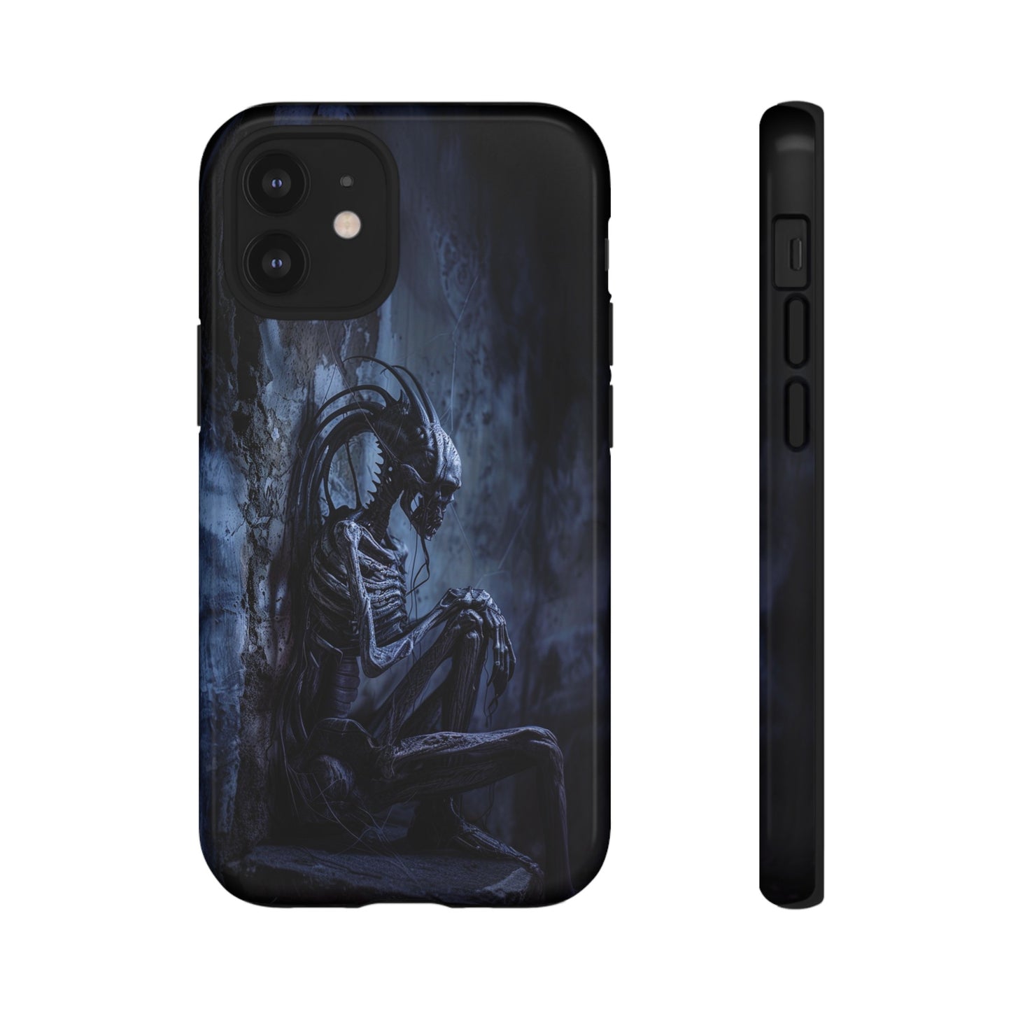 Gothic Alien Skeleton iPhone Case - Sci-Fi Horror Design