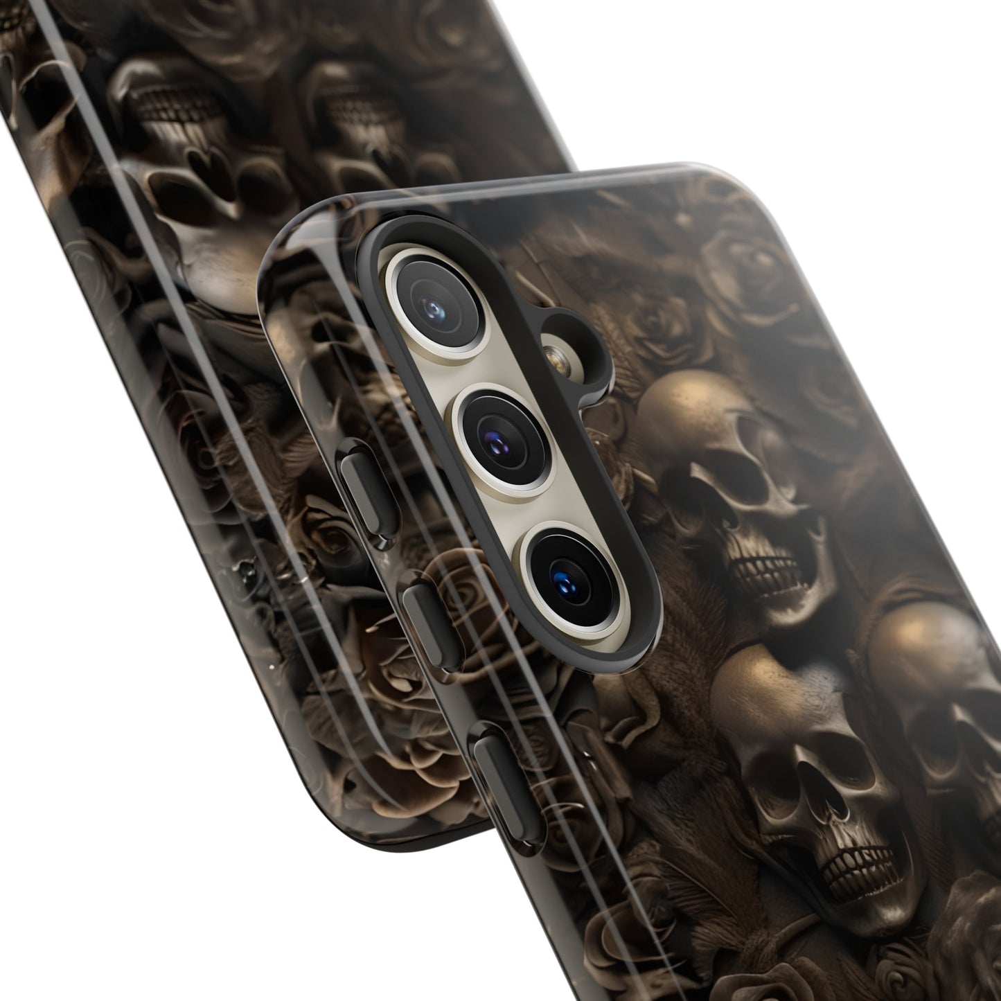 Sepia Gothic Skulls and Roses Phone Case – Dark Floral Design for iPhone, Samsung Galaxy, and Google Pixel Devices