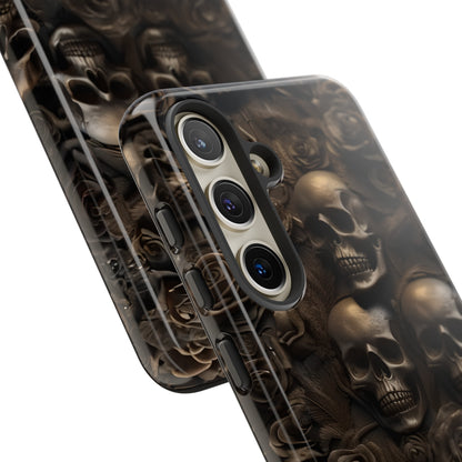 Sepia Gothic Skulls and Roses Phone Case – Dark Floral Design for iPhone, Samsung Galaxy, and Google Pixel Devices