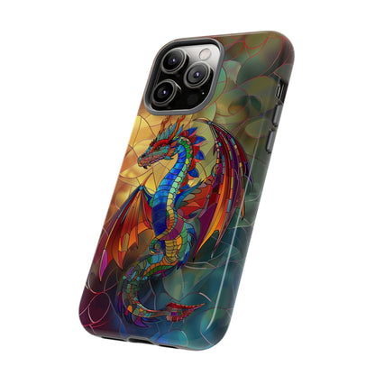 Stained Glass Dragon Phone Case - Colorful Fantasy Design for iPhone, Samsung Galaxy, Google Pixel Devices