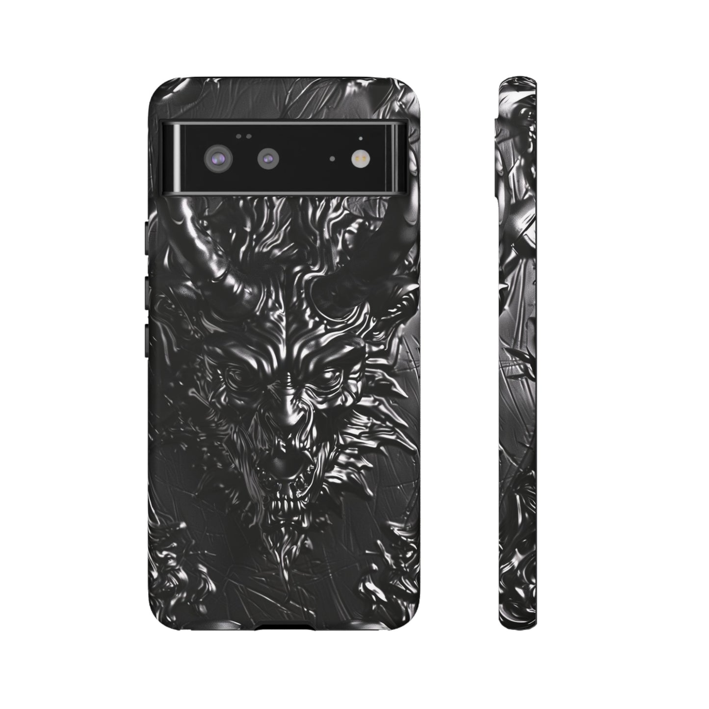 Silver Devil Phone Case – Gothic Demon Design for iPhone, Samsung Galaxy, and Google Pixel Devices