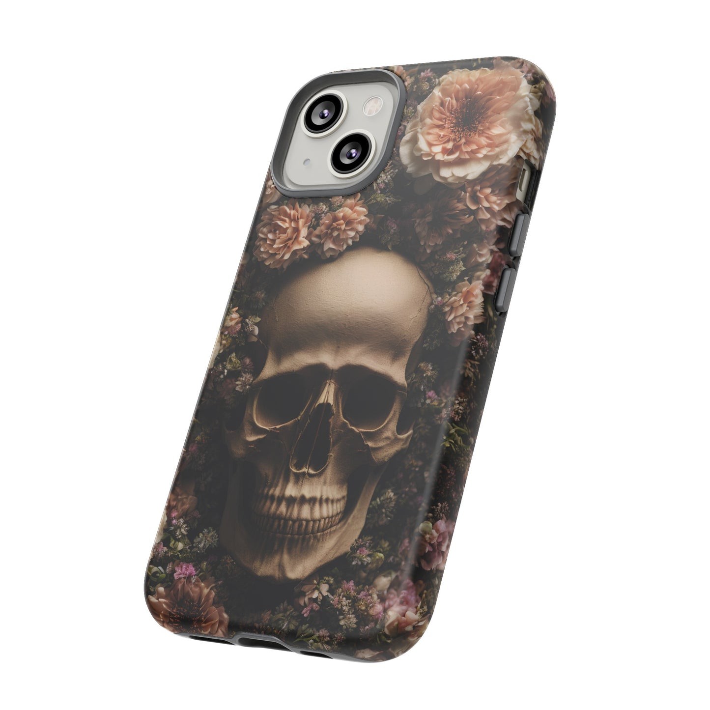 Skull and Flowers #2 Phone Case – Gothic Floral Design for iPhone, Samsung Galaxy, and Google Pixel Devices