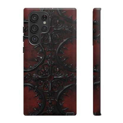 Vampiric Leather Phone Case for iPhone, Samsung Galaxy, and Google Pixel Devices - Gothic Ornate Design