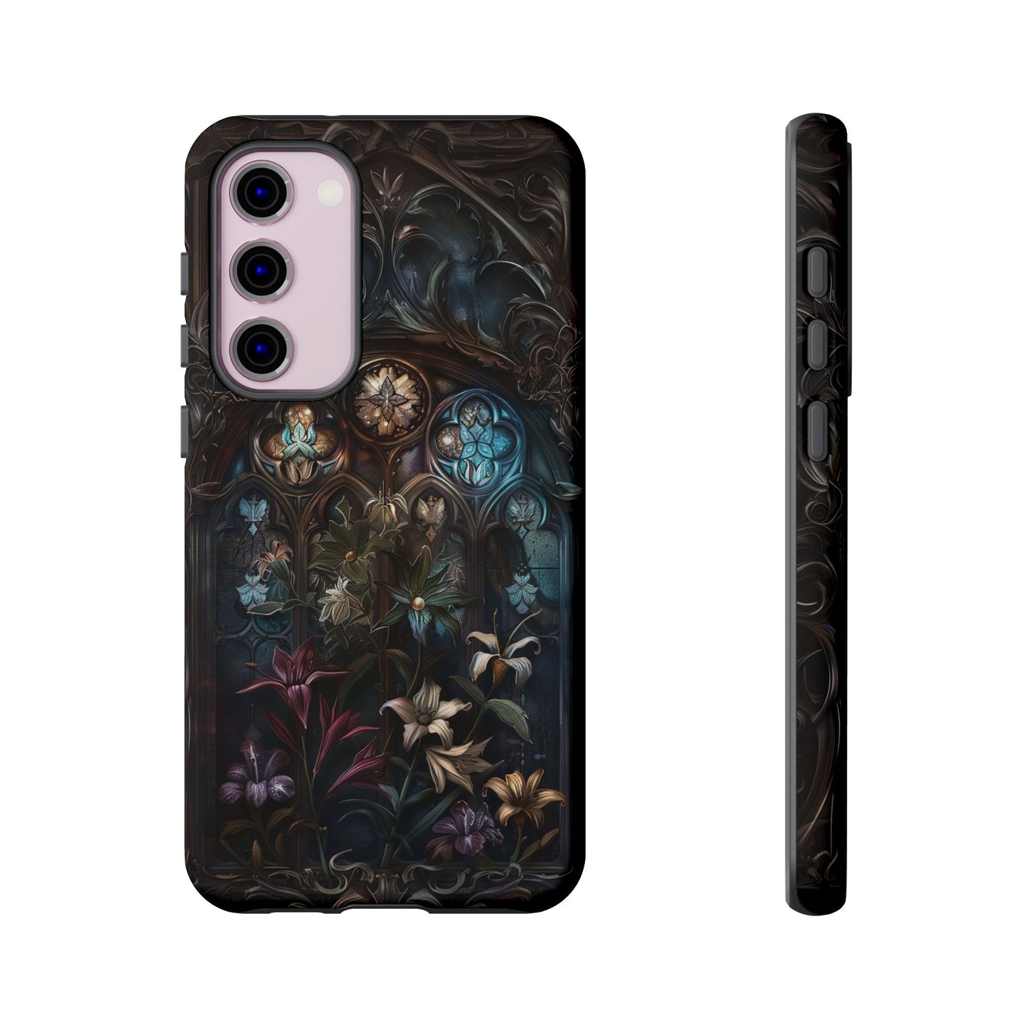 Elegant Gothic Flower Art Phone Case - Intricate Floral Design for iPhone, Samsung Galaxy, and Google Pixel Devices