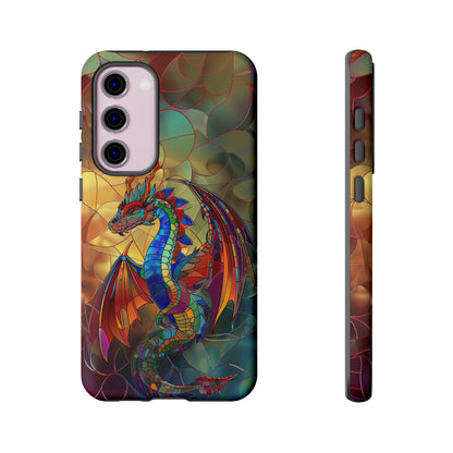 Stained Glass Dragon Phone Case - Colorful Fantasy Design for iPhone, Samsung Galaxy, Google Pixel Devices