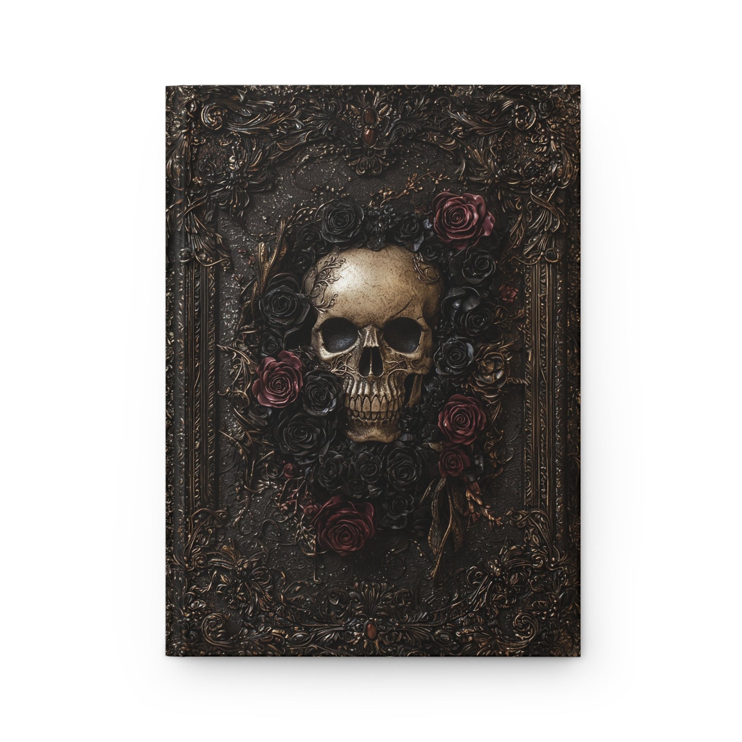 Vintage Skull and Roses Hardcover Journal - Gothic Dark Art Notebook for Writing & Sketching