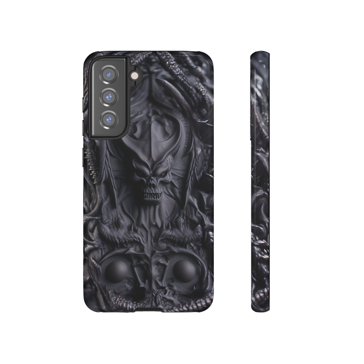 Black Demon Phone Case – Horned Hell Horror Design for iPhone, Samsung Galaxy, and Google Pixel Devices