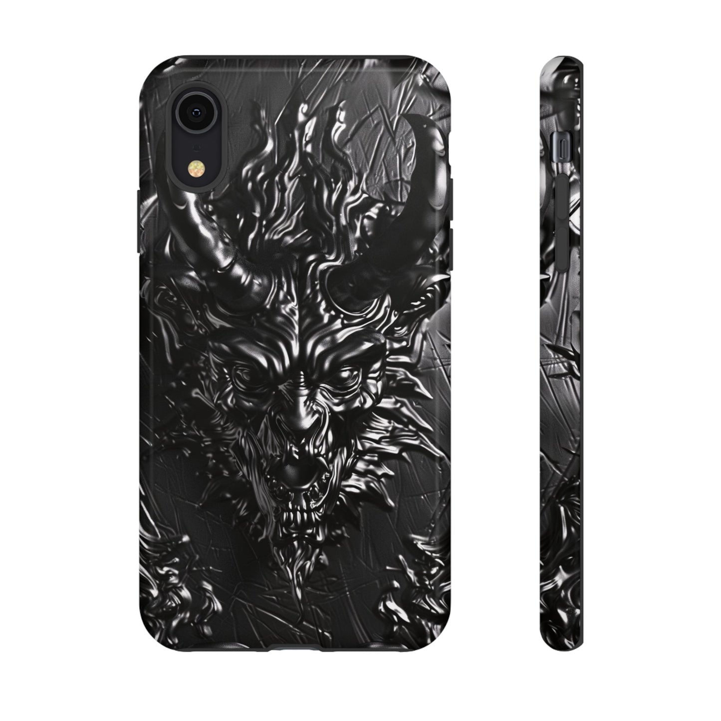 Silver Devil Phone Case – Gothic Demon Design for iPhone, Samsung Galaxy, and Google Pixel Devices