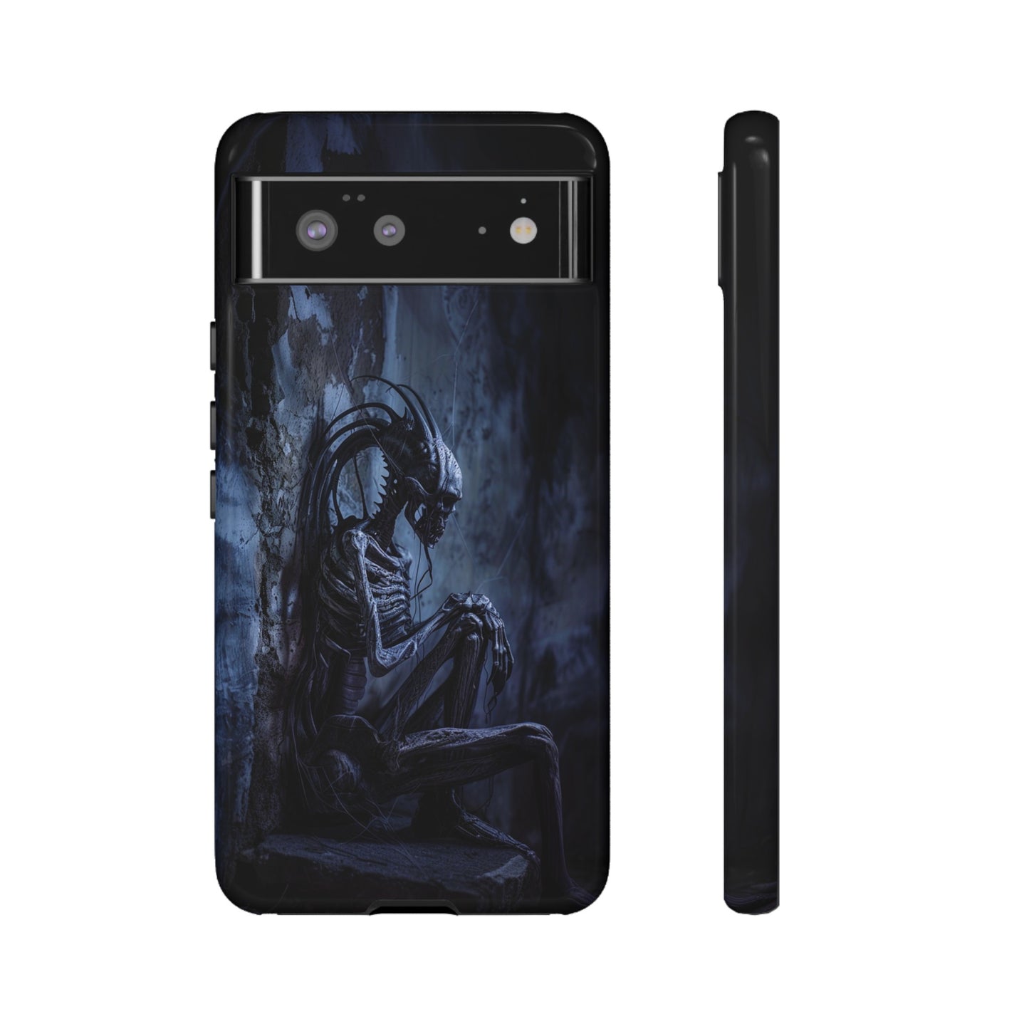 Gothic Alien Skeleton iPhone Case - Sci-Fi Horror Design