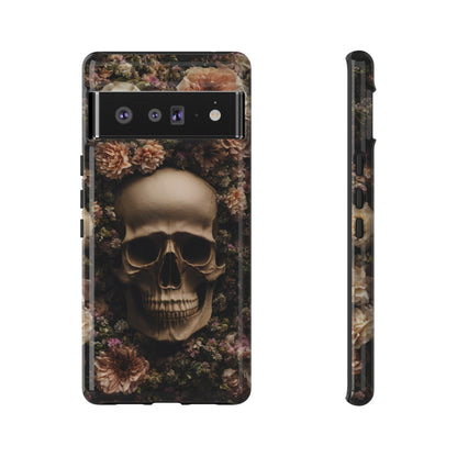 Skull and Flowers #2 Phone Case – Gothic Floral Design for iPhone, Samsung Galaxy, and Google Pixel Devices