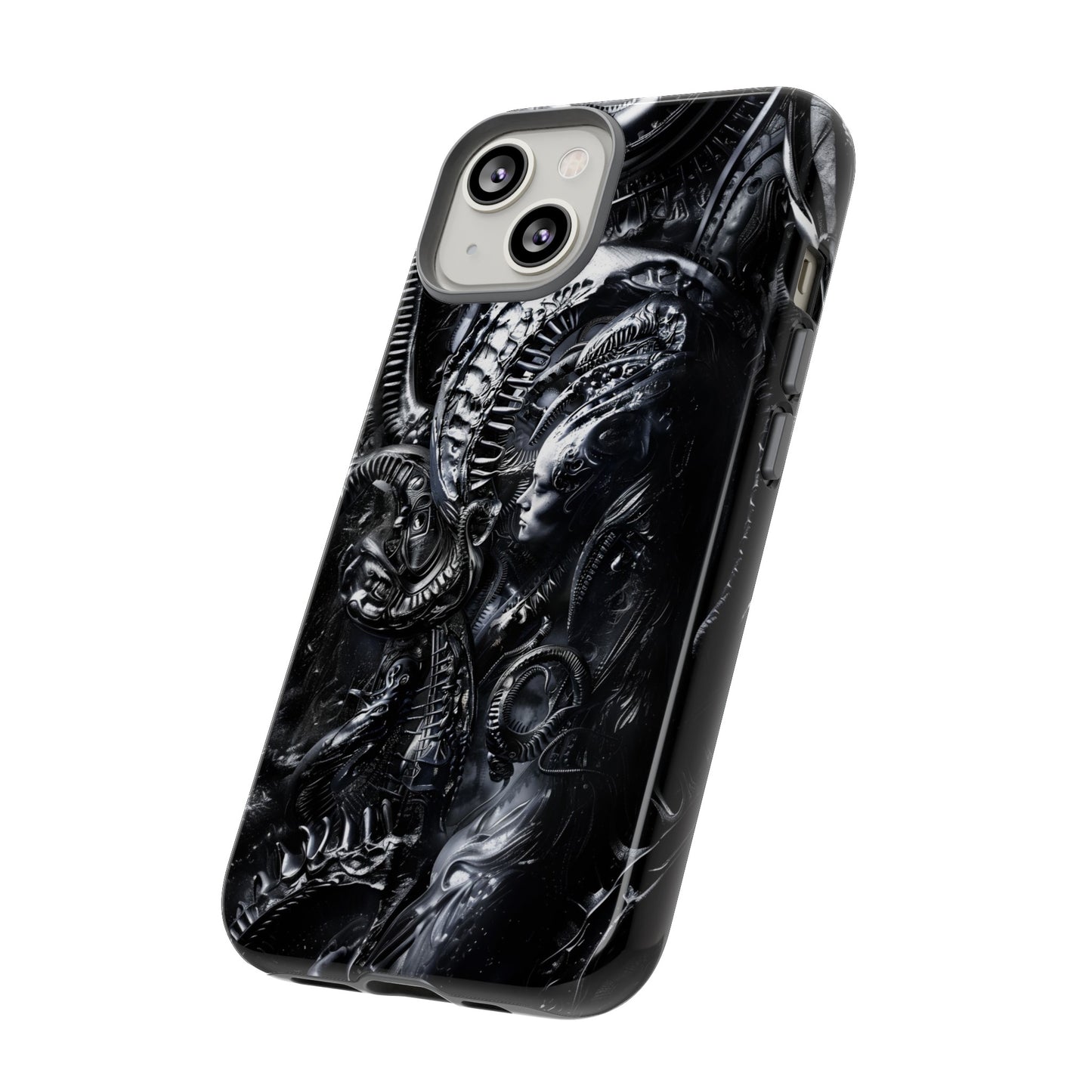 Biomechanical Transhumanism Phone Case – Alien Horror Design for iPhone and Samsung Galaxy Devices