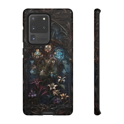 Elegant Gothic Flower Art Phone Case - Intricate Floral Design for iPhone, Samsung Galaxy, and Google Pixel Devices