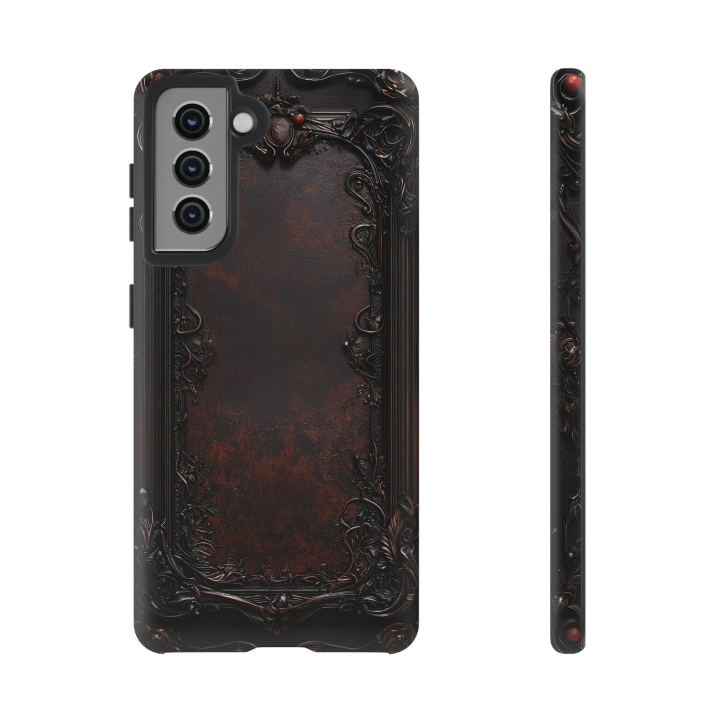 Gothic Ornate Leather-Inspired Phone Case - Dark Aesthetic Cover