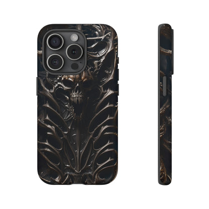 Biomechanical Horror 3 Tough Phone Case – Futuristic Alien Skull Design for iPhone, Samsung Galaxy, and Google Pixel Devices