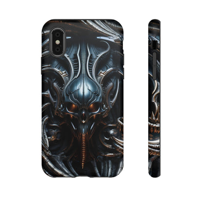 Metallic Alien Mask Phone Case – Futuristic Alien Horror Design for iPhone, Samsung Galaxy, and Google Pixel Devices