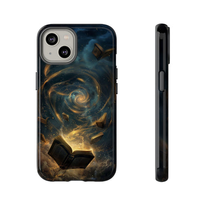 Magical Galaxy Swirling Books Phone Case - Celestial Book Lover's Gift for iPhone, Samsung Galaxy, and Google Pixel Devices