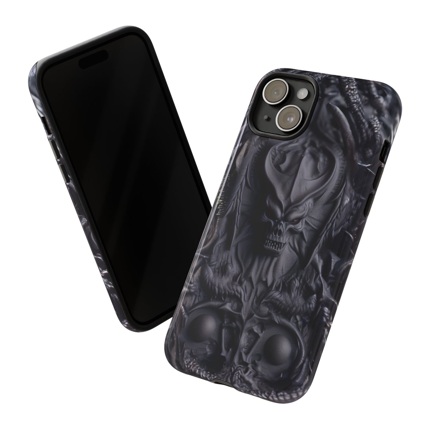 Black Demon Phone Case – Horned Hell Horror Design for iPhone, Samsung Galaxy, and Google Pixel Devices