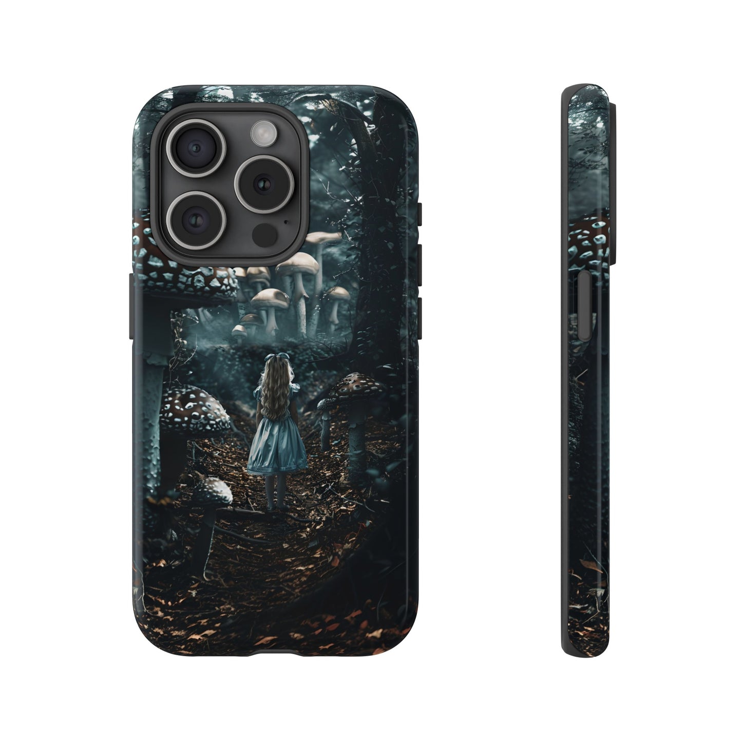 Alice in the Mushroom Forest Phone Case – Fantasy Wonderland Design for iPhone, Samsung Galaxy, and Google Pixel Devices