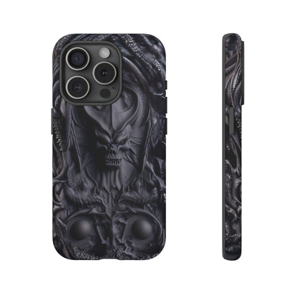 Black Demon Phone Case – Horned Hell Horror Design for iPhone, Samsung Galaxy, and Google Pixel Devices