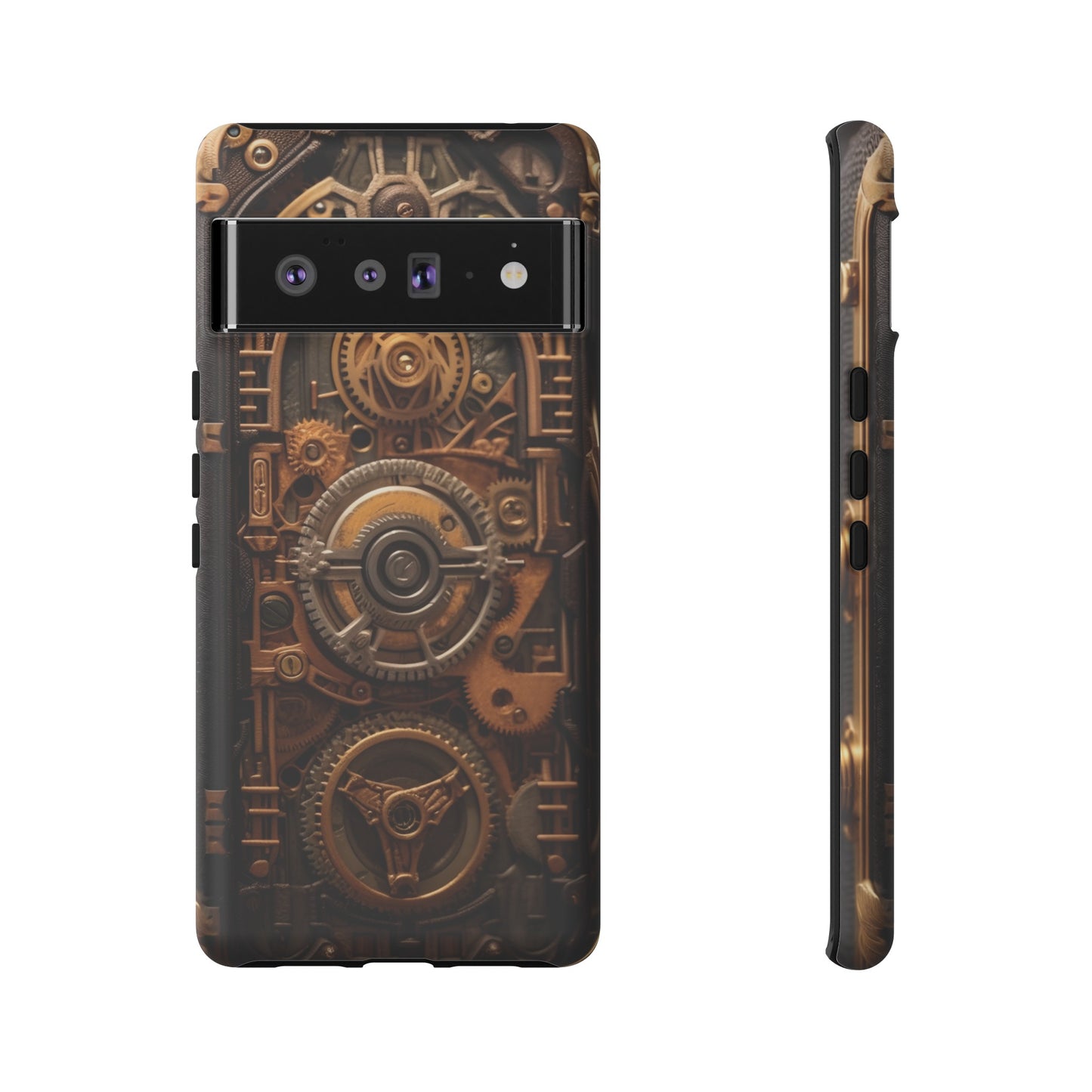 Gearworks Tough Phone Case – Steampunk Clockwork Design for iPhone, Samsung Galaxy, and Google Pixel Devices