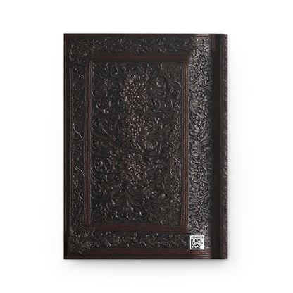 Brown Intricate Floral Leather Hardcover Notebook – Elegant Journal for Writing and Sketching