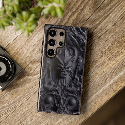 Black Demon Phone Case – Horned Hell Horror Design for iPhone, Samsung Galaxy, and Google Pixel Devices