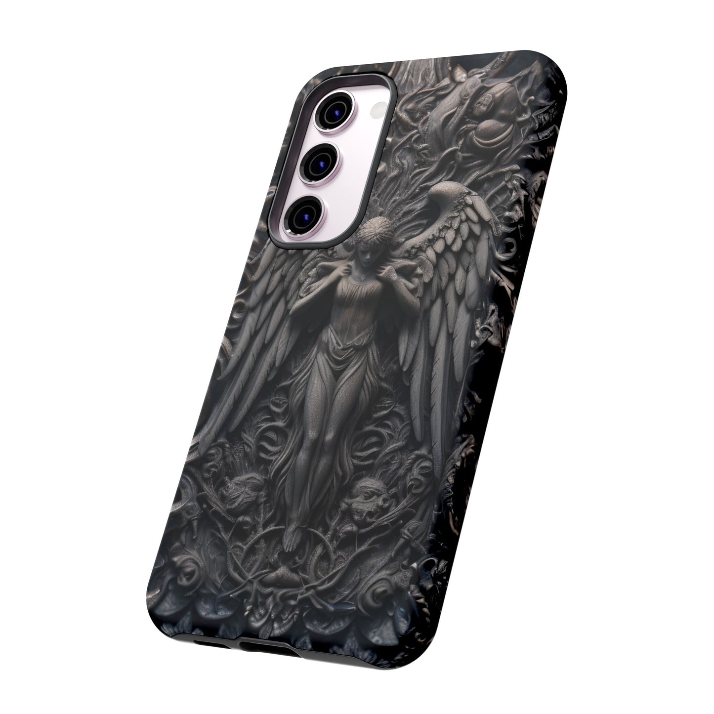 Grey Angel Phone Case – Gothic Marble Statue Design for iPhone, Samsung Galaxy, and Google Pixel Devices