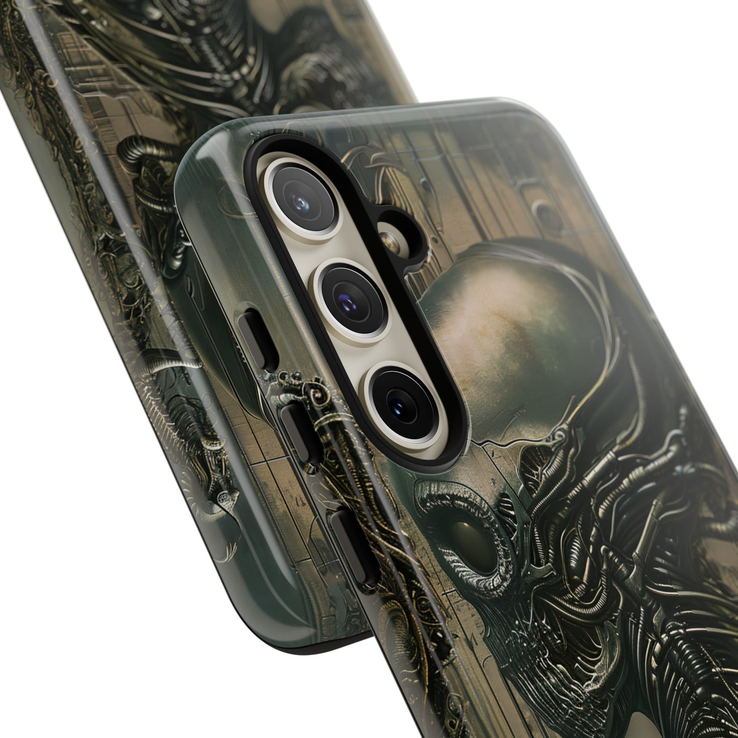 Biomechanical Android Phone Case – Futuristic Alien Horror H.R. Giger-Inspired Design for iPhone, Samsung Galaxy, and Google Pixel Devices