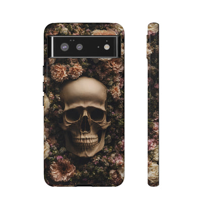 Skull and Flowers #2 Phone Case – Gothic Floral Design for iPhone, Samsung Galaxy, and Google Pixel Devices