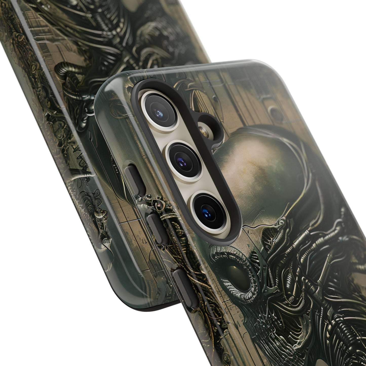 Biomechanical Android Phone Case – Futuristic Alien Horror H.R. Giger-Inspired Design for iPhone, Samsung Galaxy, and Google Pixel Devices