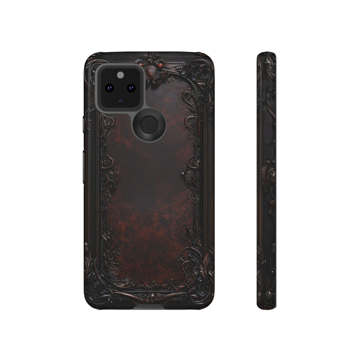 Gothic Ornate Leather-Inspired Phone Case - Dark Aesthetic Cover