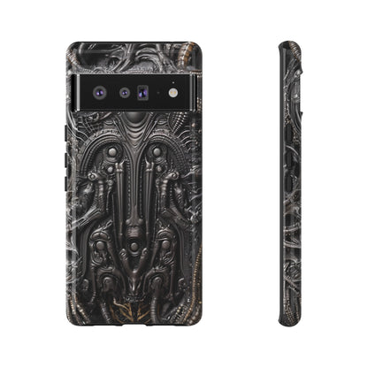 Biomechanical Horror Phone Case – Dark Sci-Fi Design for iPhone, Samsung Galaxy, Google Pixel Devices