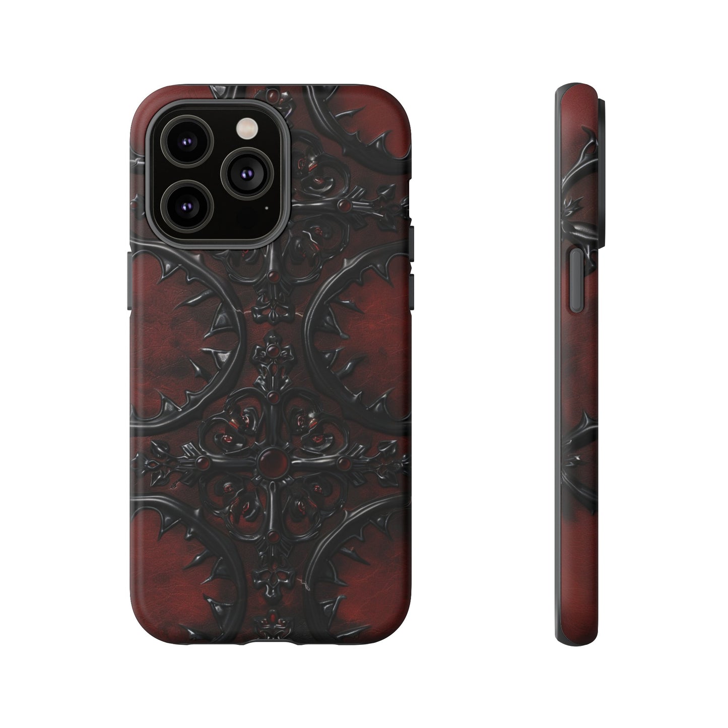 Vampiric Leather Phone Case for iPhone, Samsung Galaxy, and Google Pixel Devices - Gothic Ornate Design