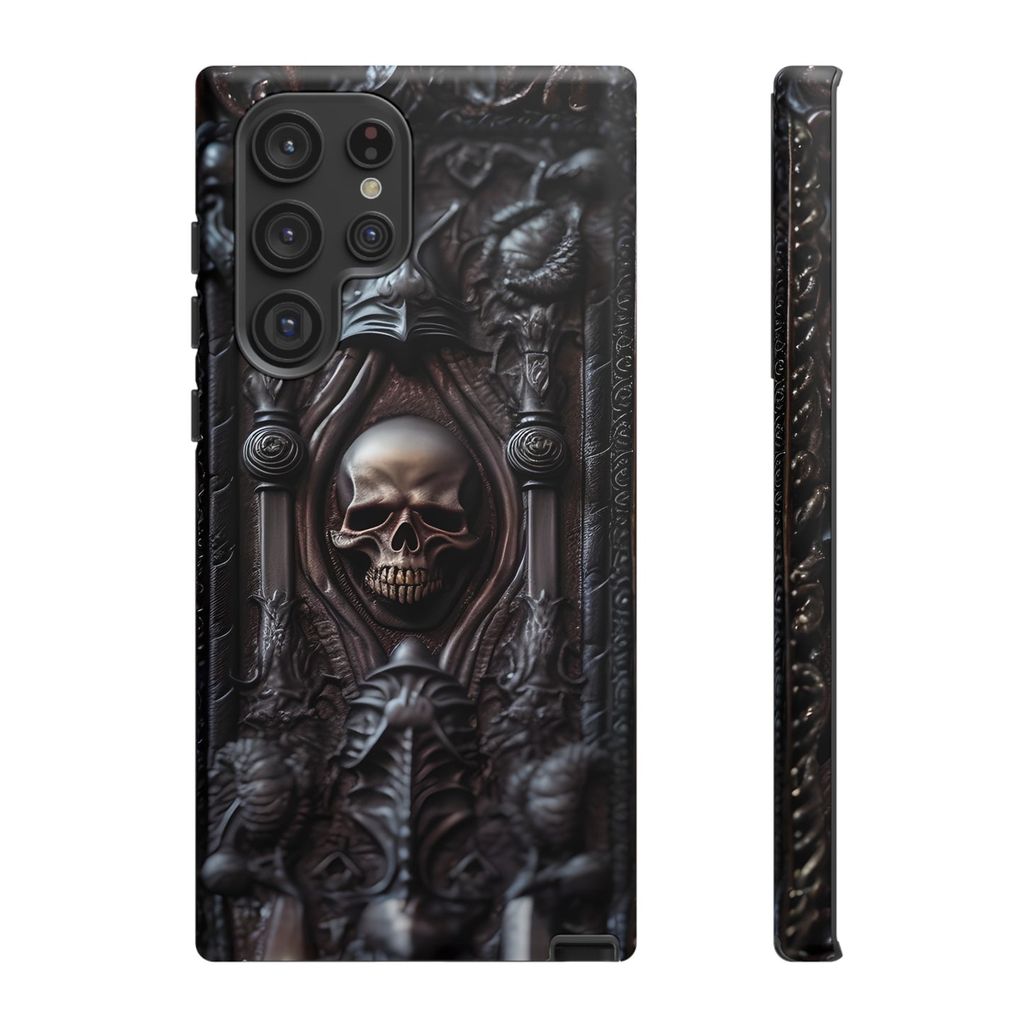 Dark Grimoire of Death Tough Phone Case – Gothic Skull Vampiric Design for iPhone, Samsung Galaxy, and Google Pixel Devices