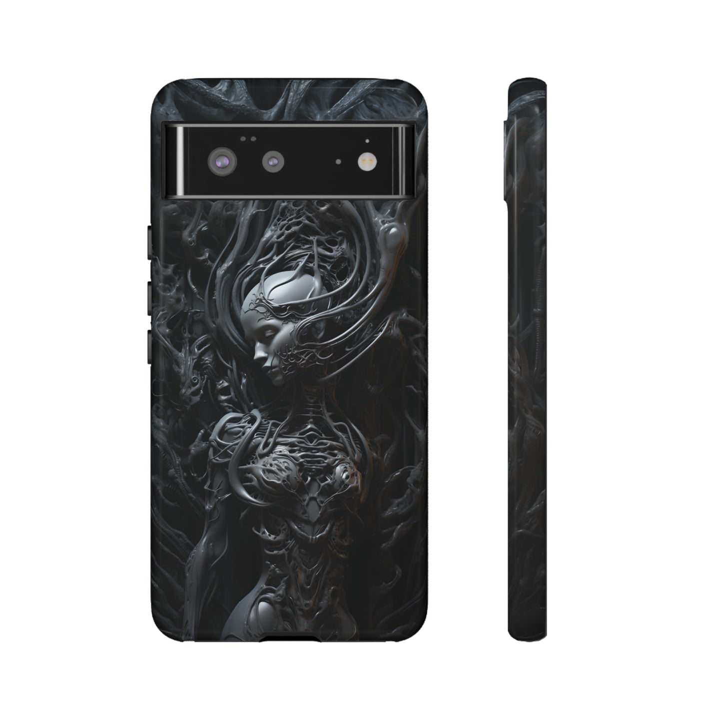 Biomechanical Beauty Phone Case – Futuristic Alien Design for iPhone, Samsung Galaxy, and Google Pixel Devices