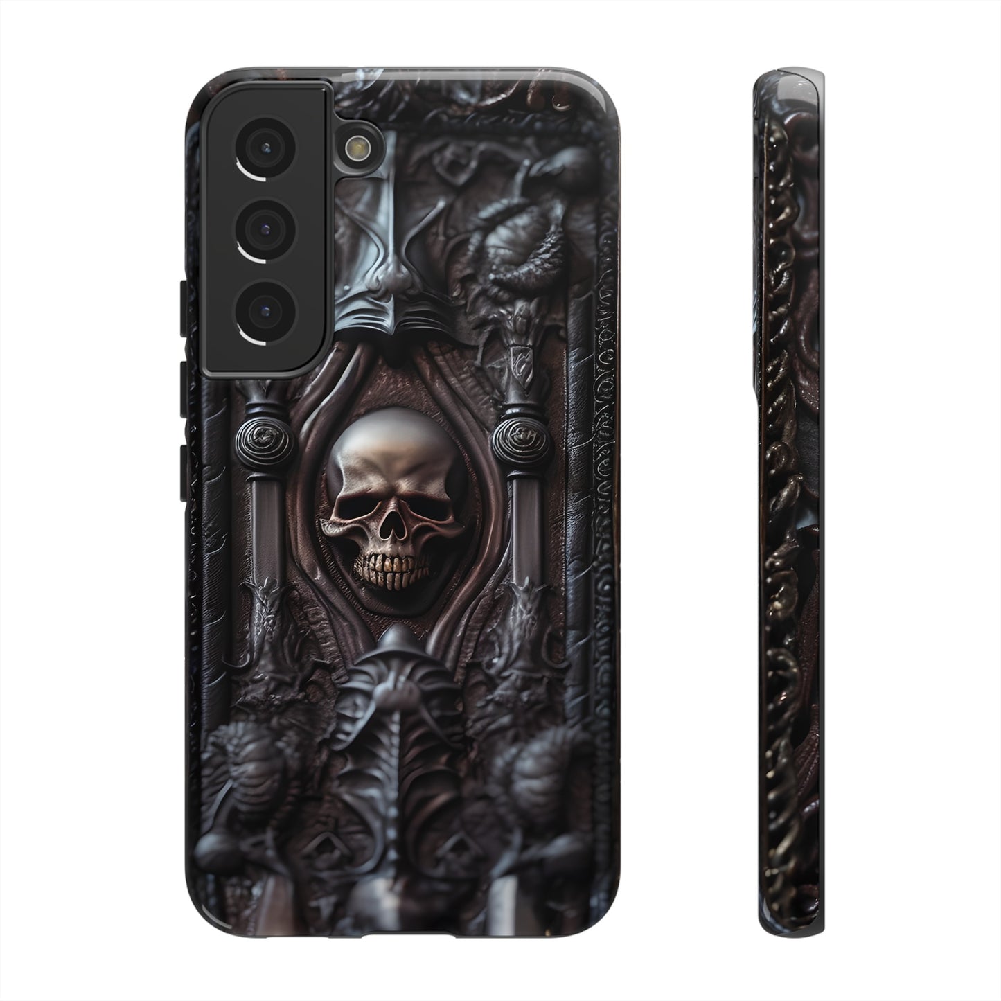 Dark Grimoire of Death Tough Phone Case – Gothic Skull Vampiric Design for iPhone, Samsung Galaxy, and Google Pixel Devices