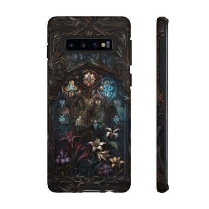 Elegant Gothic Flower Art Phone Case - Intricate Floral Design for iPhone, Samsung Galaxy, and Google Pixel Devices