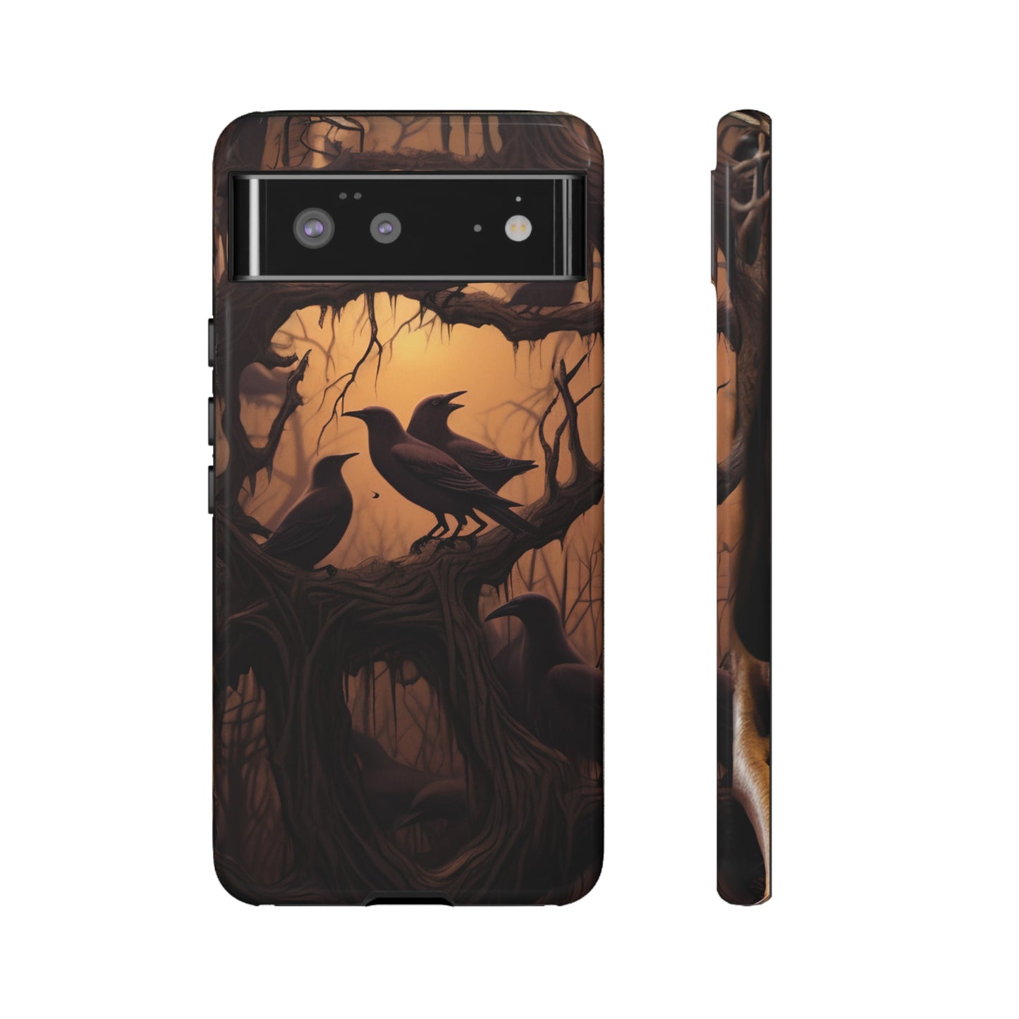 Ravens at Dusk Phone Case – Gothic Halloween Design with Edgar Allan Poe Inspired Crows for iPhone, Samsung Galaxy, and Google Pixel Devices