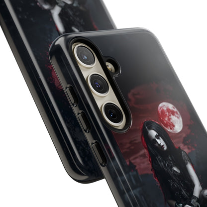 Gothic Vampire Girl Phone Case - Dark Fantasy Design with Blood Moon for iPhone,  Samsung Galaxy, and Google Pixel Devices