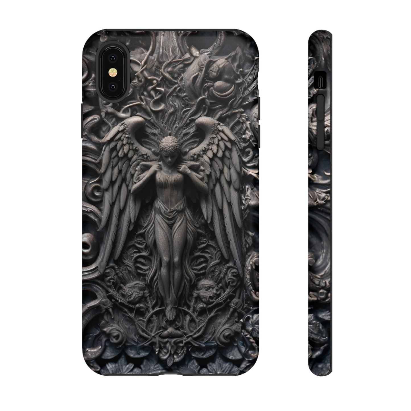 Grey Angel Phone Case – Gothic Marble Statue Design for iPhone, Samsung Galaxy, and Google Pixel Devices