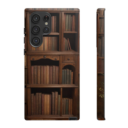 Book Shelf Phone Case – Vintage Library Design for iPhone, Samsung Galaxy, and Google Pixel Devices