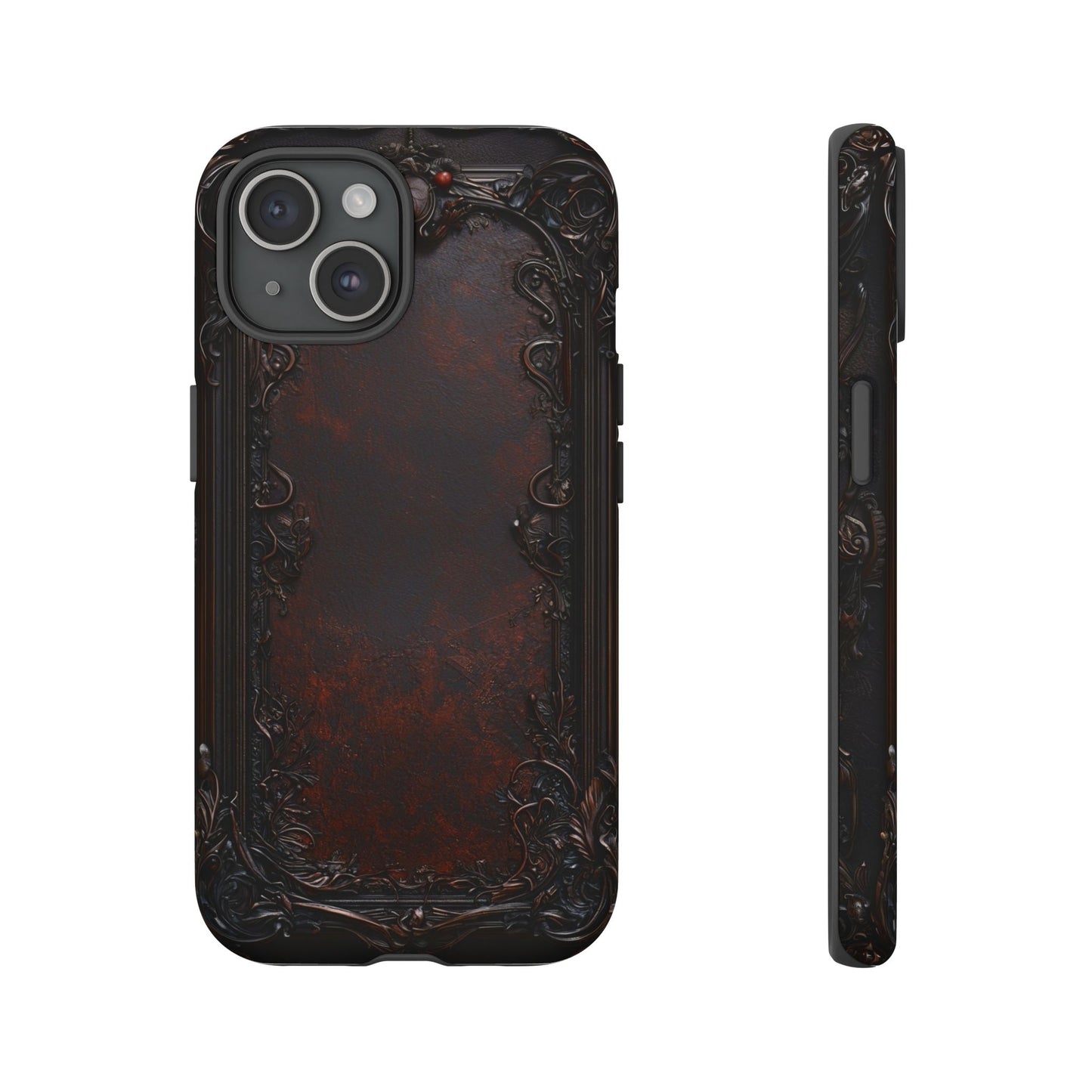 Gothic Ornate Leather-Inspired Phone Case - Dark Aesthetic Cover