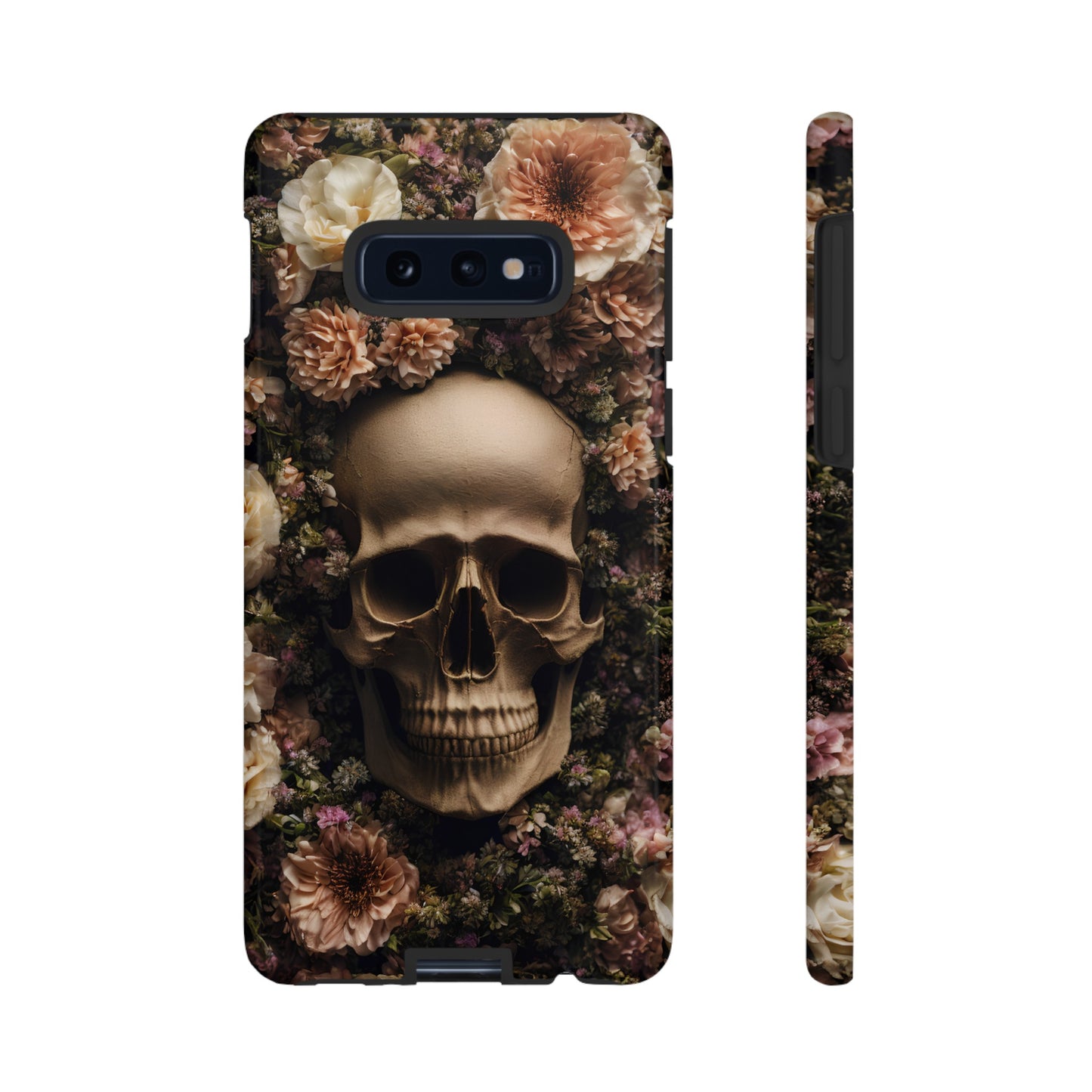 Skull and Flowers #2 Phone Case – Gothic Floral Design for iPhone, Samsung Galaxy, and Google Pixel Devices