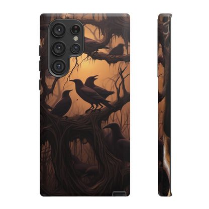 Ravens at Dusk Phone Case – Gothic Halloween Design with Edgar Allan Poe Inspired Crows for iPhone, Samsung Galaxy, and Google Pixel Devices