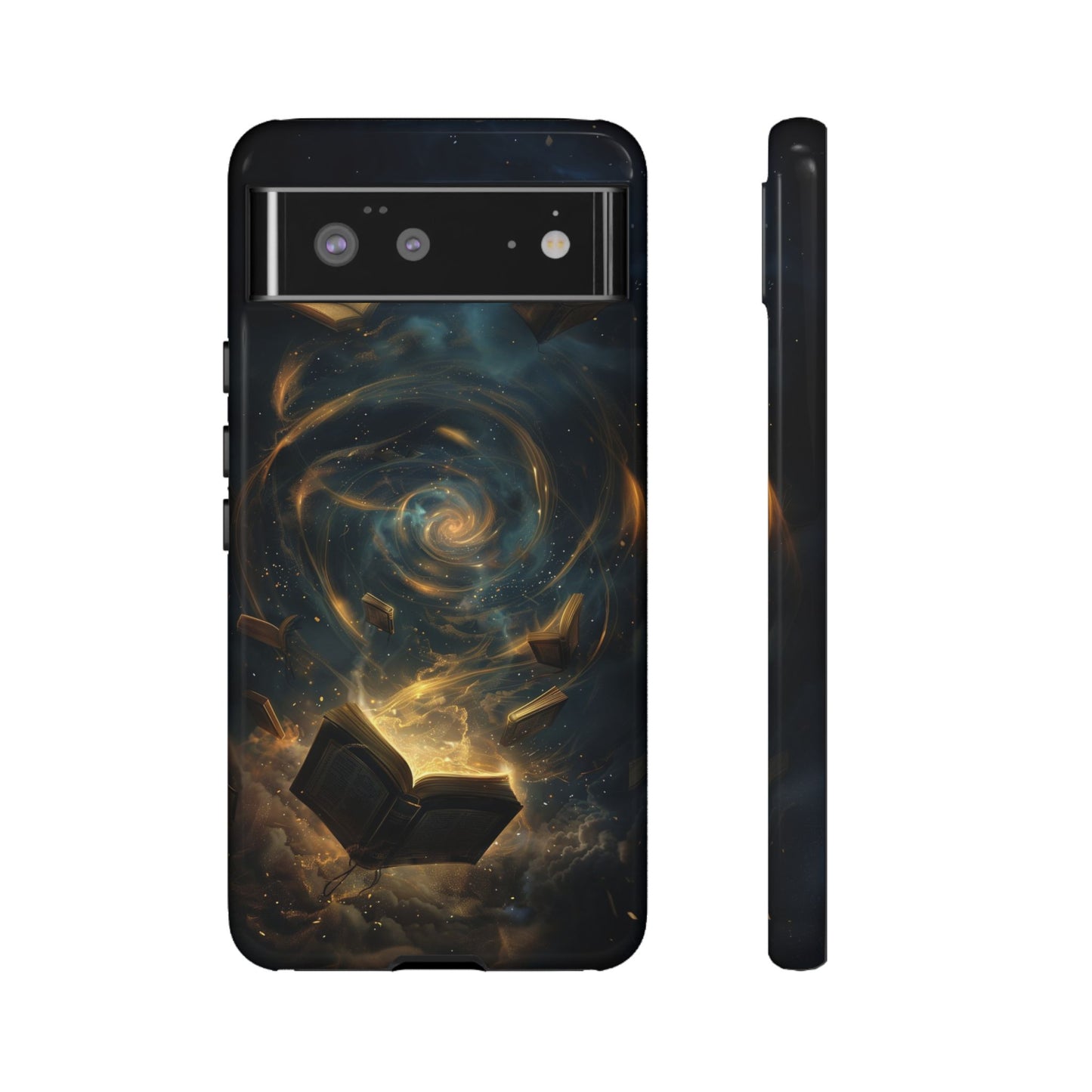 Magical Galaxy Swirling Books Phone Case - Celestial Book Lover's Gift for iPhone, Samsung Galaxy, and Google Pixel Devices