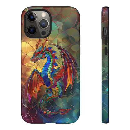 Stained Glass Dragon Phone Case - Colorful Fantasy Design for iPhone, Samsung Galaxy, Google Pixel Devices