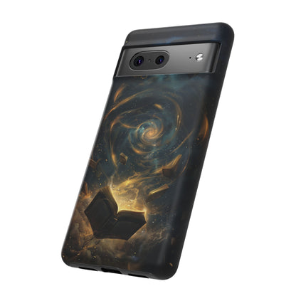 Magical Galaxy Swirling Books Phone Case - Celestial Book Lover's Gift for iPhone, Samsung Galaxy, and Google Pixel Devices